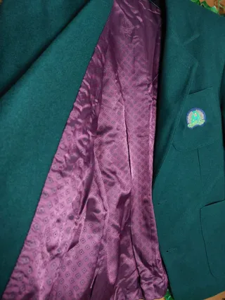 Blazer Donna Lana Vergine pura Verde Vintage