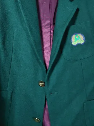 Blazer Donna Lana Vergine pura Verde Vintage