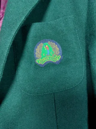 Blazer Donna Lana Vergine pura Verde Vintage