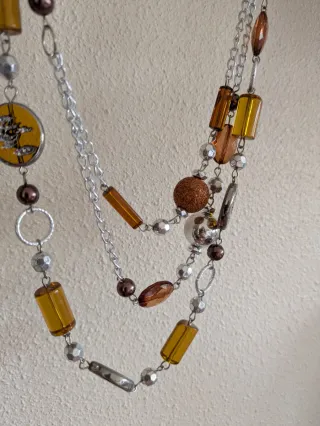 Collar Largo Multicapa Ámbar y Chocolate
