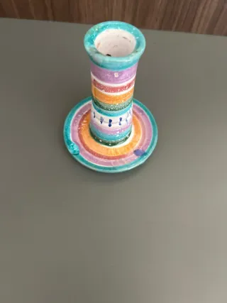 Porta candela ceramica dipinto a mano