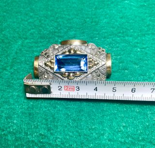 Broche joya Art Deco plata, marquesitas y espinela