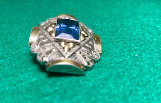 Broche joya Art Deco plata, marquesitas y espinela