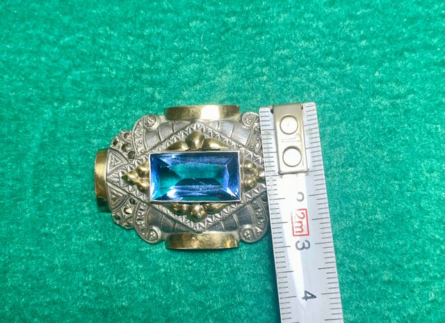 Broche joya Art Deco plata, marquesitas y espinela