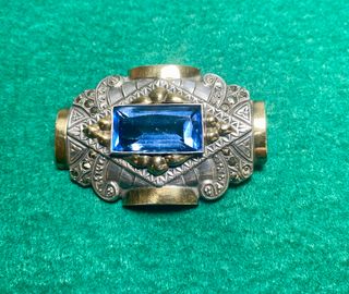 Broche joya Art Deco plata, marquesitas y espinela