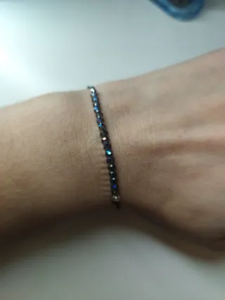 Pulsera Plata y Cristal Morado