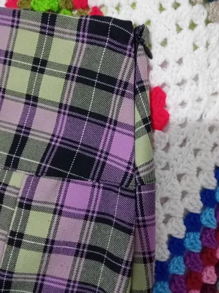 Falda cuadros verde y morado