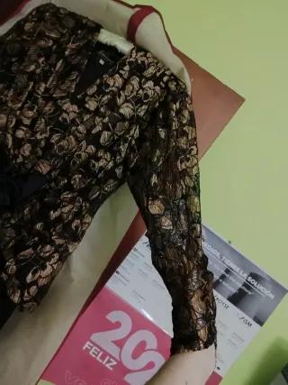 Vestido fiesta negro y dorado