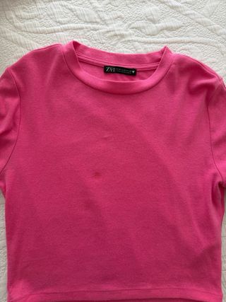 Zara Camiseta Manga Larga Rosa Talla M