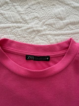 Zara Camiseta Manga Larga Rosa Talla M