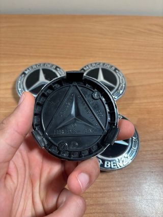 4 Tapabujes Mercedes Benz 75mm negro estrella