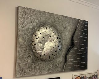 Cuadro moderno metal y piedra