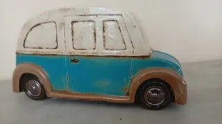 Maceta de cerámica Coche Azul y Blanco