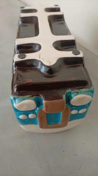 Maceta de cerámica Coche Azul y Blanco