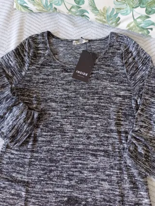 Jersey jaspeado negro manga 3/4 Inside