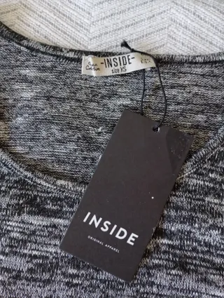 Jersey jaspeado negro manga 3/4 Inside