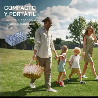 Alfombra reversible exterior azul y blanco