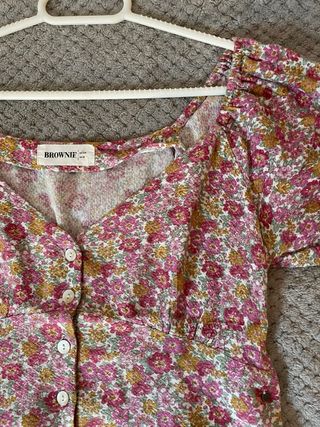 Camiseta Brownie floral S-M 100% viscosa