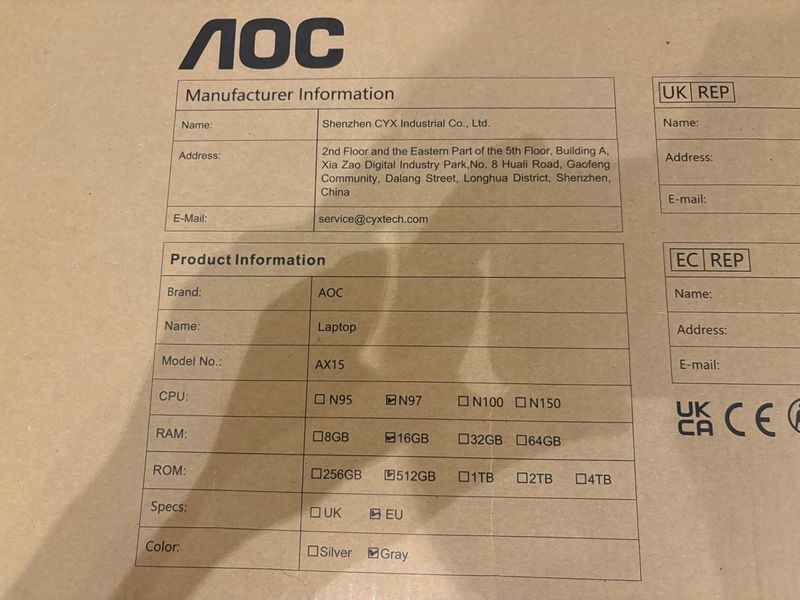 Portátil AOC AX15 Plata SIN ESTRENAR afbeelding 2