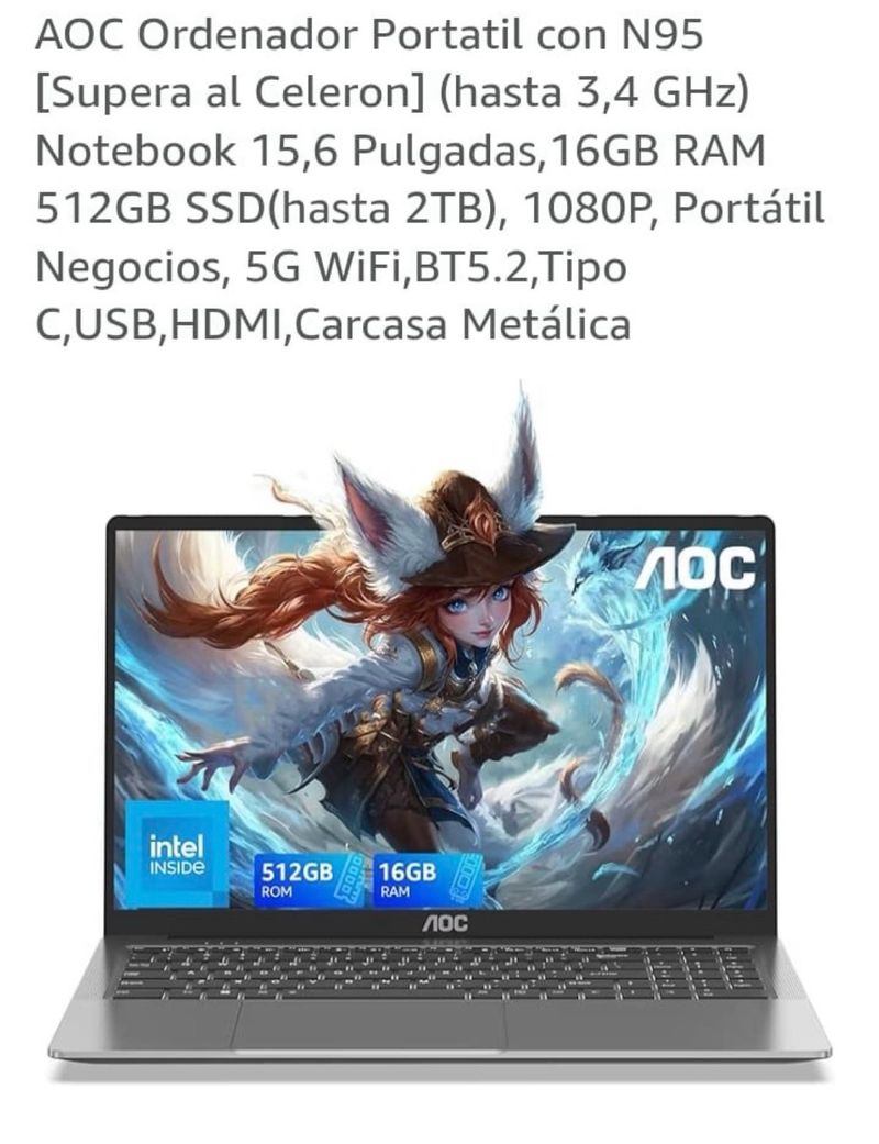 Portátil AOC AX15 Plata SIN ESTRENAR afbeelding 3