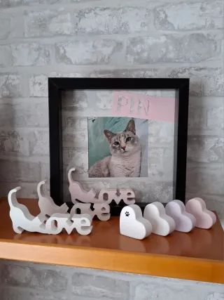 Corazón porta foto decorativo, yeso cerámico