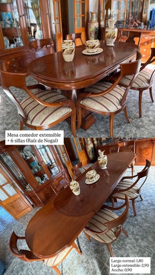 Conjunto comedor clásico marquetería