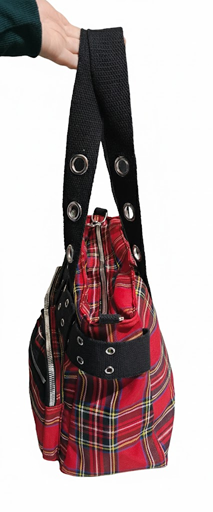Borsa Punk Scozzese con Borchie e Catena Multi