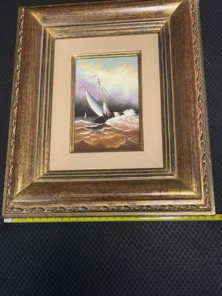 Cuadro II Óleo Barco Vela Enmarcado