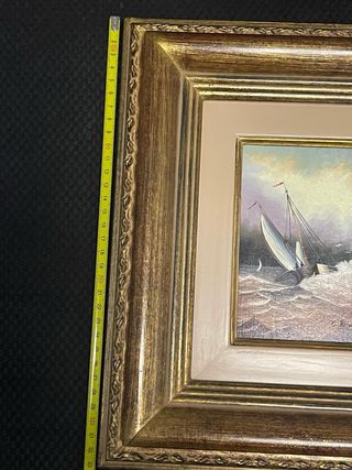 Cuadro II Óleo Barco Vela Enmarcado