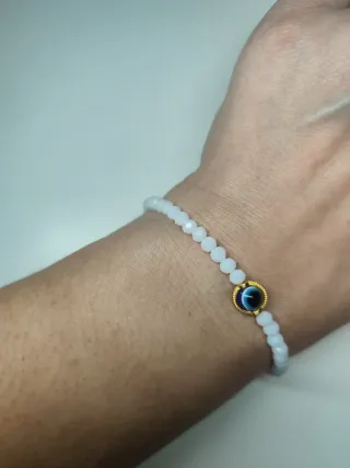 Pulsera Cristal Ojo Turco Azul Blanco