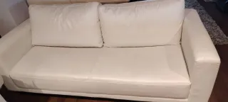 Sofá 3 plazas piel blanco