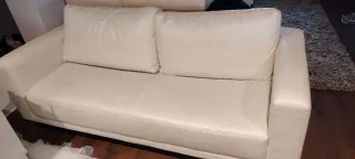 Sofá 3 plazas piel blanco