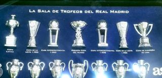 Vitrina Sala de trofeos. Real Madrid.