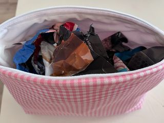 Neceser estampado vichy rosa