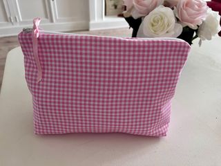 Neceser estampado vichy rosa