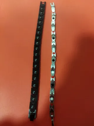 Par Pulseras Acero Hombre Negro/Dorado/ Plateado