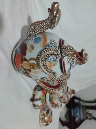 Juego de té chino vintage dragón