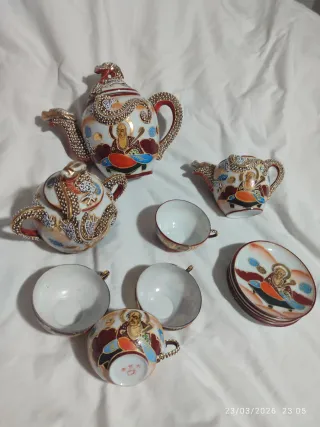 Juego de té chino vintage dragón