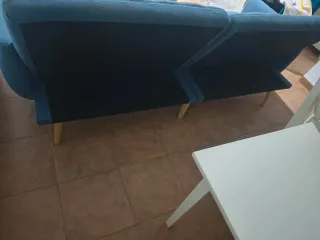 Sofá 3 plazas azul tela