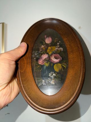 Quadro ovale natura morta vintage