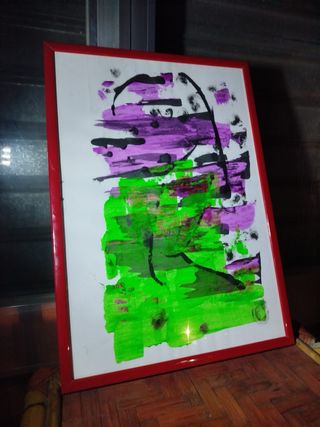 Quadro acrilico con cornice su carta 1990