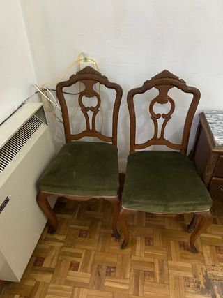Juego de 2 Sillas de Madera con Asiento de Terciop