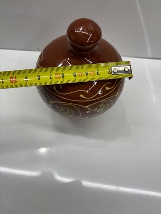 Hucha cerámica vintage verde y amarillo