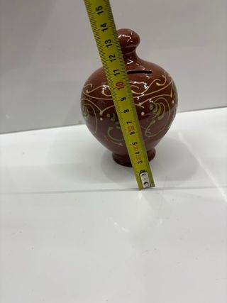 Hucha cerámica vintage verde y amarillo