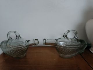 2 Botellas Licoreras Antiguas Vidrio Decorativas