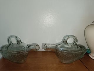 2 Botellas Licoreras Antiguas Vidrio Decorativas