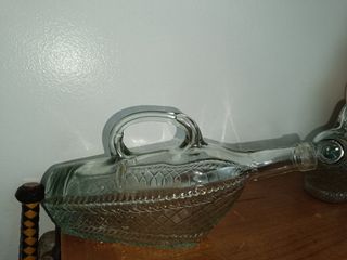 2 Botellas Licoreras Antiguas Vidrio Decorativas