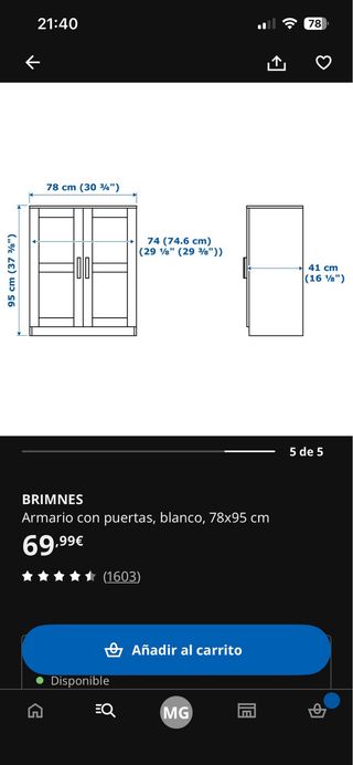 Armario bajo zapatero cómoda blanco