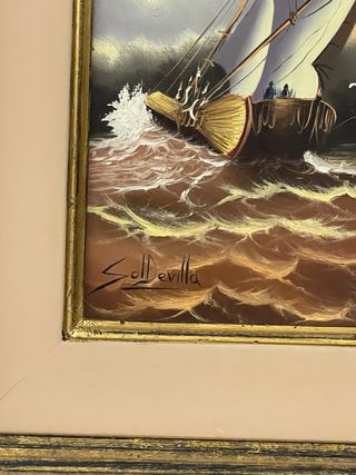 Cuadro I Oleo  Barco Velero Enmarcado