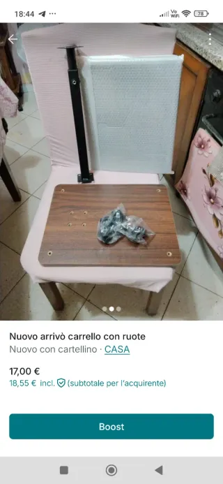 Tavolino con ruote regolabile 45-80cm